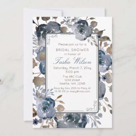  Blauw-goudflesje Botanisch Vrijgezellenfeest Kaart (Voorkant)