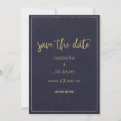 blauw goudfloraal met uitzondering van de datum save the date (Voorkant)