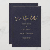 blauw goudfloraal met uitzondering van de datum save the date (Voorkant / Achterkant)