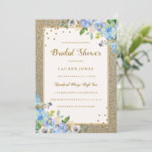 Blauw goudflorje Sparkle Vrijgezellenfeest Kaart (Staand voorkant)