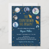 Blauw goudgalaxy Space Counting Baby shower Kaart (Voorkant)