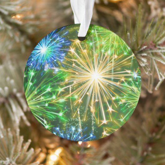 Blauw Goudgeel vuurwerk Ornament (Boom)