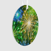 Blauw Goudgeel vuurwerk Ornament (voorkant)