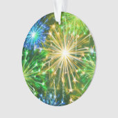 Blauw Goudgeel vuurwerk Ornament (voorkant)