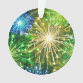 Blauw Goudgeel vuurwerk Ornament (voorkant)