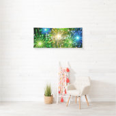 Blauw Goudgeel vuurwerk Spandoek (Insitu)