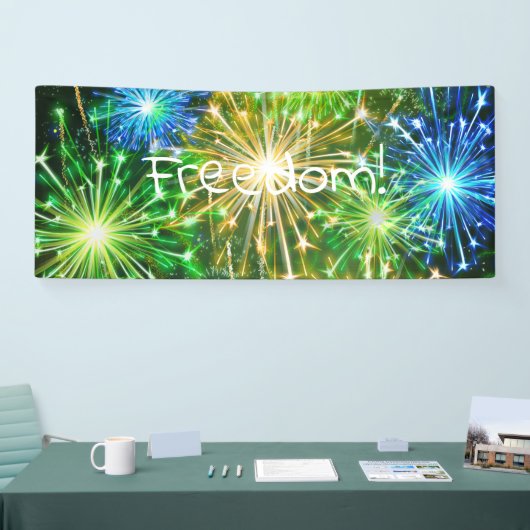 Blauw Goudgeel vuurwerk Spandoek (Beurs)