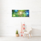 Blauw Goudgeel vuurwerk Spandoek (Insitu)