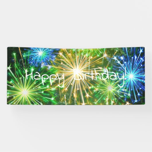 Blauw Goudgeel vuurwerk Spandoek (Horizontaal)