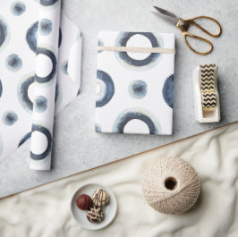 Blauw goudgemarmerd waterverf patroon cadeaupapier