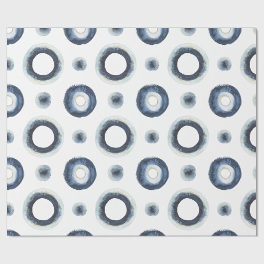 Blauw goudgemarmerd waterverf patroon cadeaupapier (Vlak)