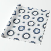 Blauw goudgemarmerd waterverf patroon cadeaupapier (Uitgerold)