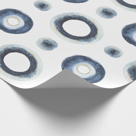 Blauw goudgemarmerd waterverf patroon cadeaupapier (Hoek)