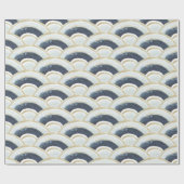 Blauw goudgemarmerd waterverf patroon cadeaupapier (Vlak)