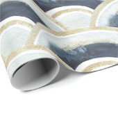 Blauw goudgemarmerd waterverf patroon cadeaupapier (Rol Hoek)