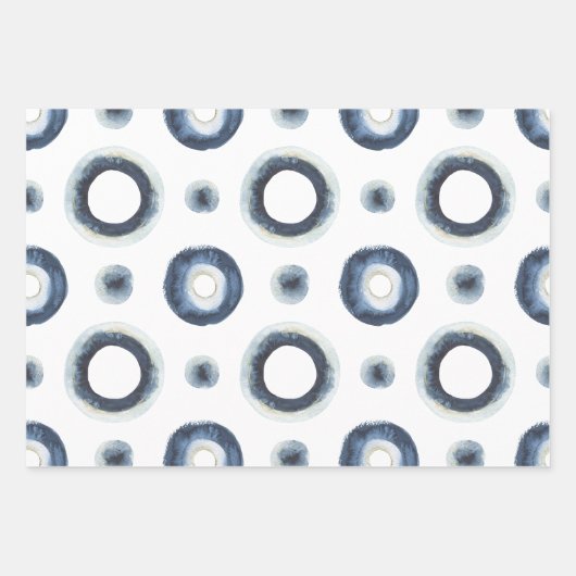 Blauw goudgemarmerd waterverf patroon inpakpapier vel (Voorkant 3)