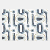 Blauw goudgemarmerd waterverf patroon inpakpapier vel (Voorkant 2)