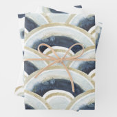 Blauw goudgemarmerd waterverf patroon inpakpapier vel (In situ)