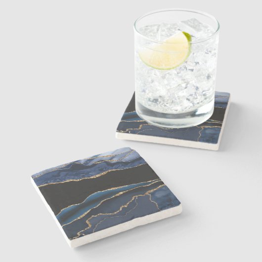 Blauw goudgesteente Onderzetter (Zijkant)
