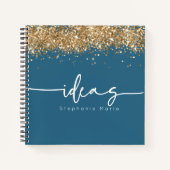 Blauw goudglitter aangepast idee notitieboek (Voorkant)