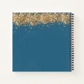 Blauw goudglitter aangepast idee notitieboek (Achterkant)