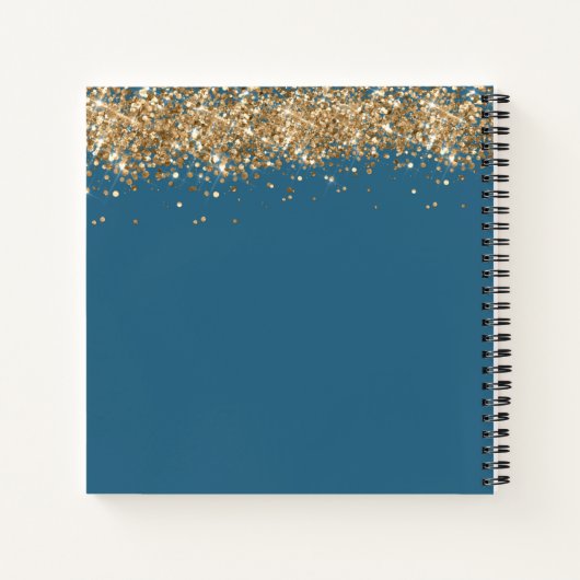 Blauw goudglitter aangepast idee notitieboek (Achterkant)