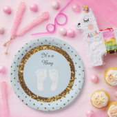 Blauw & goudglitter - Aangepaste Borden voor papie Papieren Bordje (Feest)