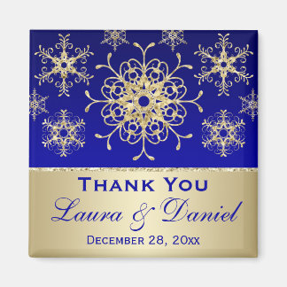 Blauw, goudglitter Snowflakes Weddenschap voor Mag Magneet