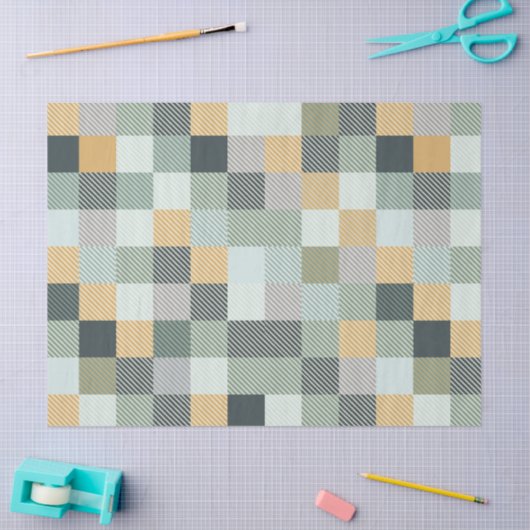 Blauw goudgroen spelenderpapier tissuepapier (Craft)