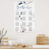 Blauw goudhoudend Floral legant zitje Poster (Keuken)