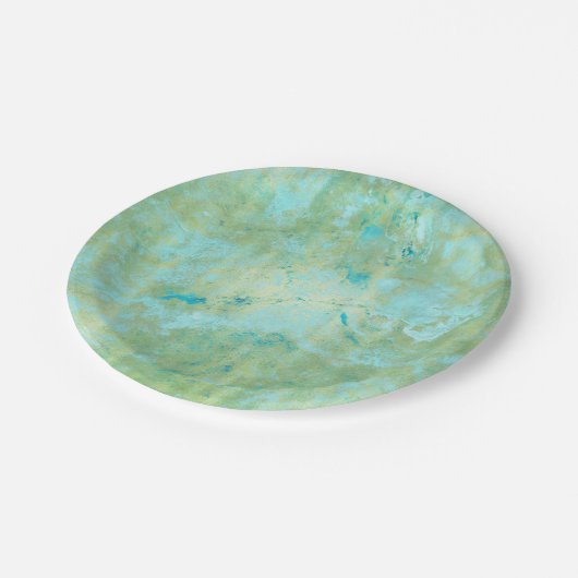 Blauw & goudkleurig Abstract marmer-spuitje Papieren Bordje (Gekanteld)