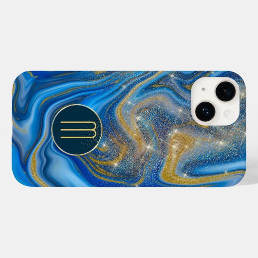 Blauw goudkleurig ruggengraat Case-Mate iPhone case (Achterkant (horizontaal))