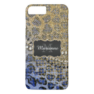 Blauw goudluipaard Dierafdrukken Glitter Kijk Jewe Case-Mate iPhone Case