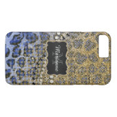 Blauw goudluipaard Dierafdrukken Glitter Kijk Jewe Case-Mate iPhone Case (Achterkant (Horizontaal))
