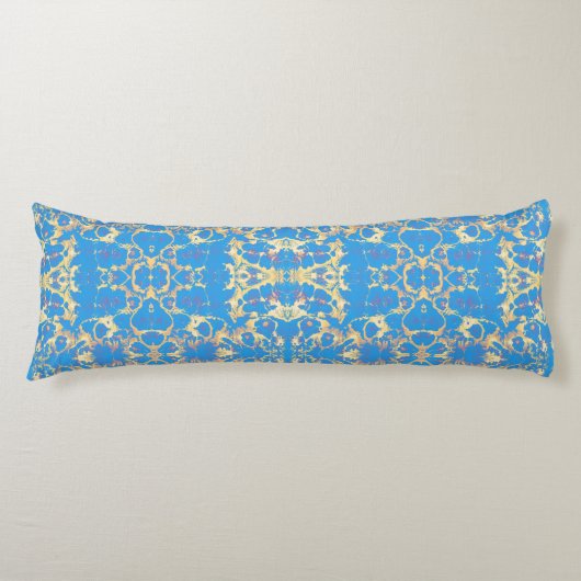 Blauw + goudmarmer lichaamskussen (Voorkant)