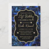 Blauw & goudmiddernacht Crystal Galaxy 21ste verja Kaart (Voorkant)