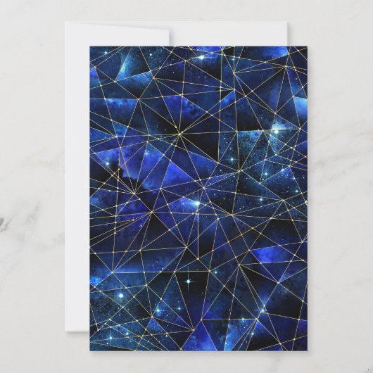 Blauw & goudmiddernacht Crystal Galaxy 21ste verja Kaart (Achterkant)