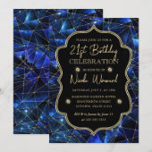 Blauw & goudmiddernacht Crystal Galaxy 21ste verja Kaart (Voorkant / Achterkant)