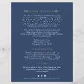 Blauw goudmonogram met informatie over bruiloft (Achterkant)