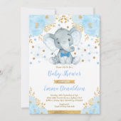 Blauw goudolifant Baby shower klein Man Kaart (Voorkant)