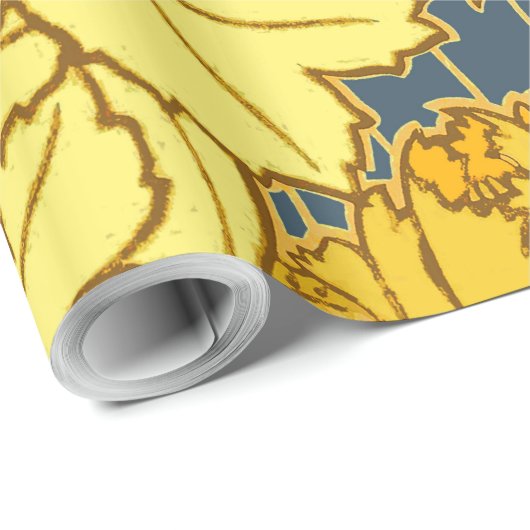  blauw goudpatroon cadeaupapier (Rol Hoek)