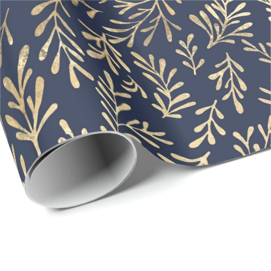 Blauw/goudpatroon Cadeaupapier (Rol Hoek)