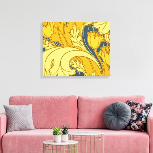 blauw goudpatroon canvas afdruk (Insitu (Woonkamer))