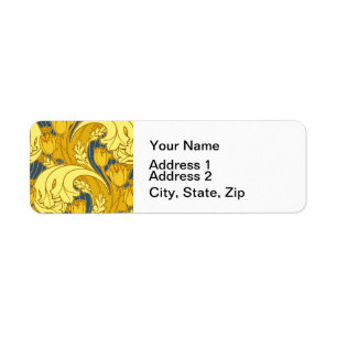  blauw goudpatroon etiket