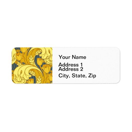 blauw goudpatroon etiket (Voorkant)