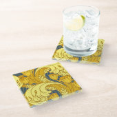  blauw goudpatroon glazen onderzetter (Schuin)