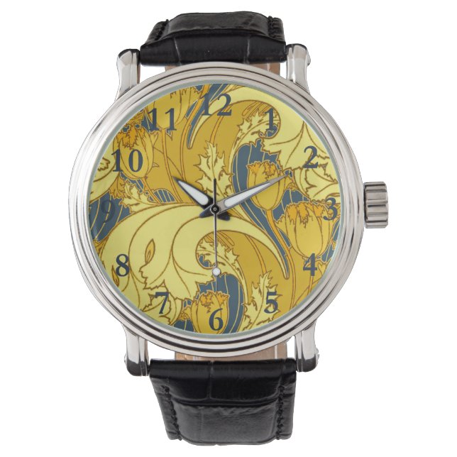  blauw goudpatroon horloge (Voorkant)
