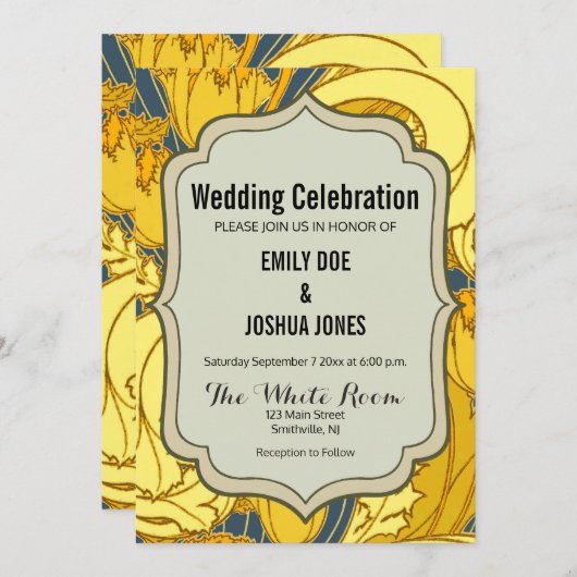  blauw goudpatroon kaart (Voorkant / Achterkant)