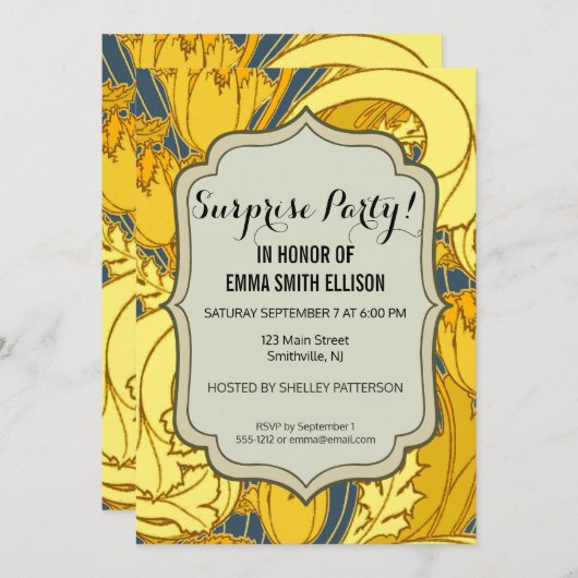  blauw goudpatroon kaart (Voorkant / Achterkant)