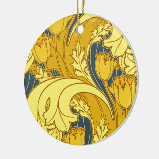  blauw goudpatroon keramisch ornament (Links)